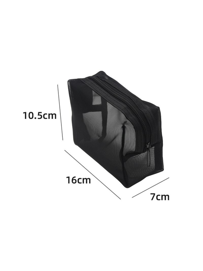 Neceser de Malla Negro 16x10,5x6,5cm Organizador de Viaje para Labial y Cables