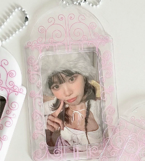 Portacartas PVC Pink Girl, 3 Pulgadas, Almacenamiento de Fotocards Kpop, Colgante
